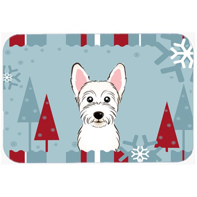 Winter Holiday Westie Kitchen & Bath Mat, 20 x 30