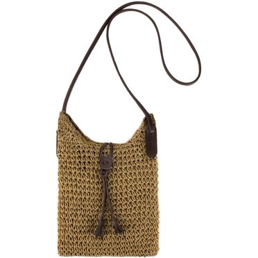 CHUANK Womens Small Straw Crossbody Bag Handwoven Beach Shoulder Bag Handbag Purse with Tassel for Summer