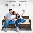 thumbnail image 4 of Outsunny 3-Seater Wicker Outdoor Sofa, Cushioned Rattan Patio Couch, Brown, 4 of 10