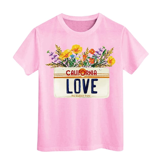 Pyjama Court Taille 8 pour Filles, T-Shirt à Manches Courtes Imprimé Décontracté pour Enfants