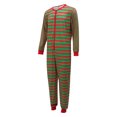 thumbnail image 2 of FOCUSNORM Christmas Family Matching Nightwear, Striped Round Neck Long Sleeve Jumpsuit, 2 of 6