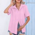 thumbnail image 2 of Birdeem Fashion Woman Causal Button Solid Blouse Short Sleeve T-Shirt Summer Tops, 2 of 12