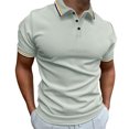 thumbnail image 1 of Styesk T Shirts for Man Fashion Leisure Solid Color Versatile Button Flip Collar Short Sleeve Top, 1 of 2