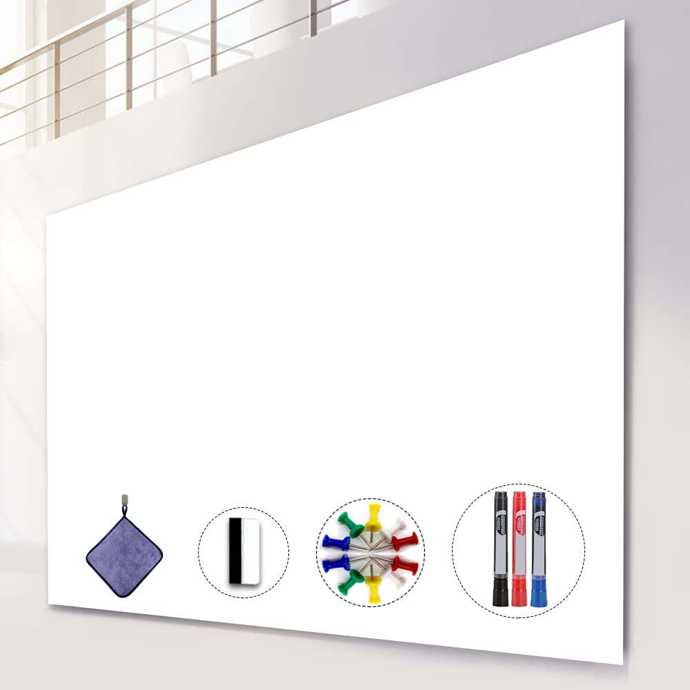 Dry Erase Sticker for Wall, White Board Stickers, 4' x3' Whiteboard Wall Paper Roll, 48 x 36 inches Dry Erase Paper, AFMAT White Board Stick on Wall, PET D