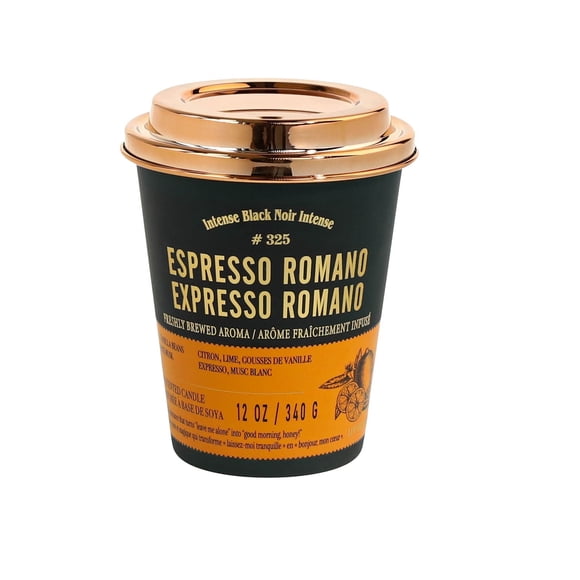 Aroma Light 12oz Espresso Romano Soy Wax Blended Scented Candle,1 cotton wick