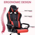 thumbnail image 3 of Video Gaming Chair, PU Leather Racing Chair, Ergonomic Office Chairs High Back Gamer Chair Computer Desk Chairs Lumbar Support with Arms Swivel Chair  for Adults(Red), 3 of 7