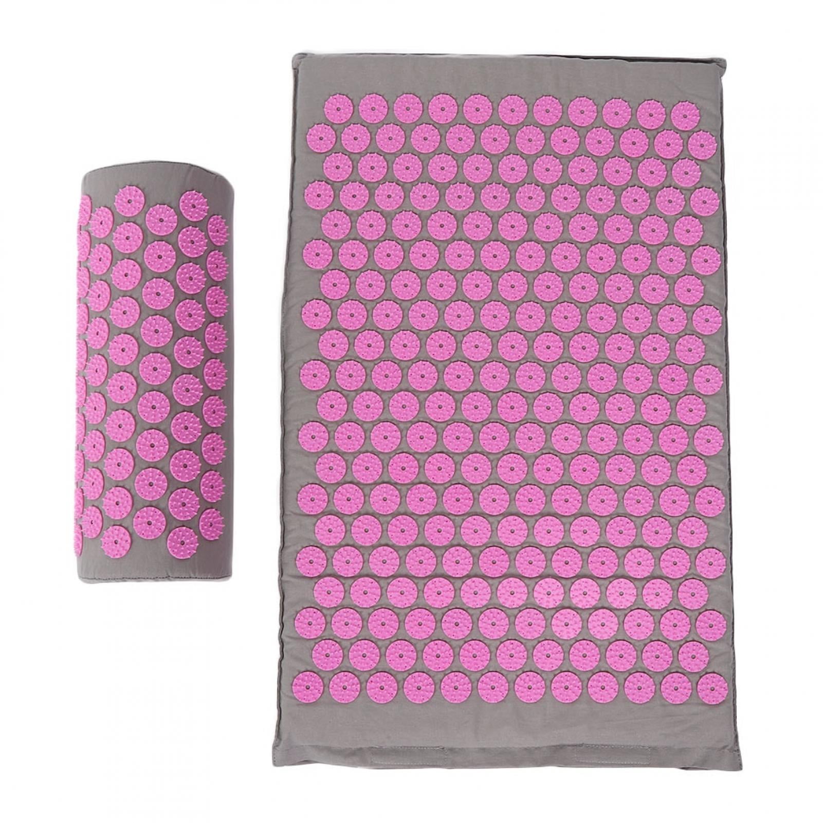 Yoga Mat  Massage Pillow Acupuncture Massage Yoga Mat Acupressure Massage Pad 68 X 42cm Light Gray Pink Buckle