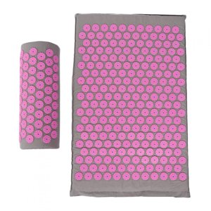 Tapis de yoga Massant Oreiller Acupuncture Massage Tapis de Yoga Acupression 68 X 42cm Boucle rose gris clair
