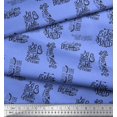 thumbnail image 3 of Soimoi Blue Georgette Viscose Fabric Explore The World Text Printed Fabric 1 Yard 42 Inch Wide, 3 of 5