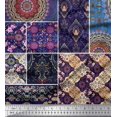 thumbnail image 1 of Soimoi Rayon Crepe Fabric Ogee & Mandala Patchwork Print Sewing Fabric Yard 46 Inch Wide, 1 of 3