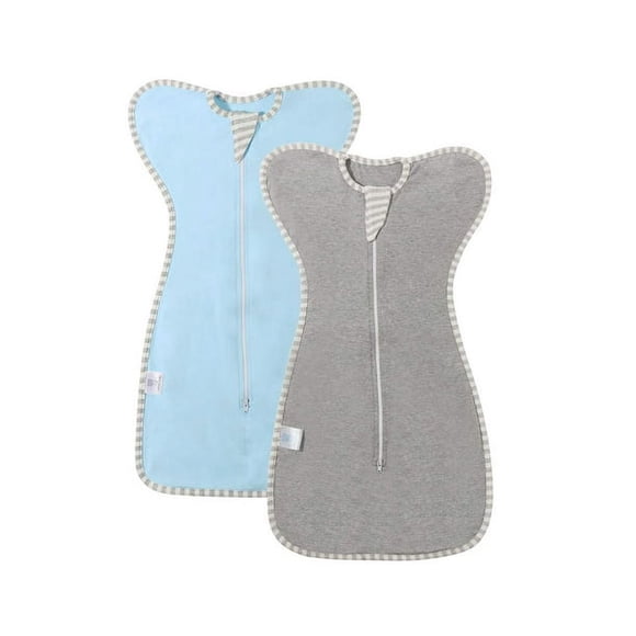 Lot de 2 Sacs d'Emmaillotage avec Conception Bras vers le Haut Aident Délicatement le Bébé à s'Auto-apaiser, Transition vers un Sac de Couchage Portable Sans les Bras, Ajustement Serré Calme le Réflexe de Sursaut