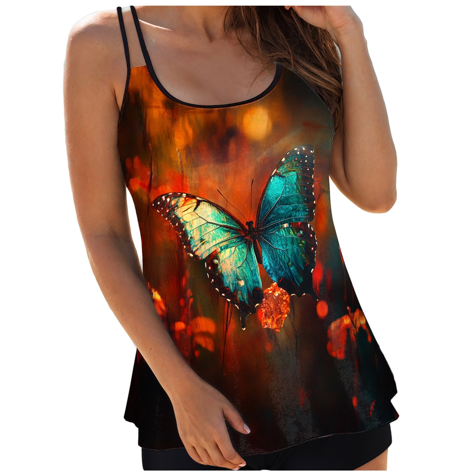 adviicd Hauts de Maillot de Bain pour Femmes Haut de Tankini Blouson pour Femmes Seulement Coupe Ample Haut de Bain Sans Bas Maillot de Bain Modeste (Rouge, G)