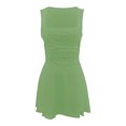 thumbnail image 3 of biudgviw Women's Halter Mini Sundress Square Neck Sleeveless Ruched Waist Ruffle Layered Hem A-Line Dress Club Party Dresses, 3 of 4