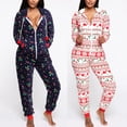 thumbnail image 3 of Combinaison Longue de Sommeil pour Femmes, Manches Longues, Justaucorps Nuancé avec Motifs de Noël, 3 of 6