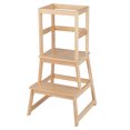 thumbnail image 1 of Costway Kids Kitchen Step Stool Kids Standing Tower with Safety Rails Nature, 1 of 10
