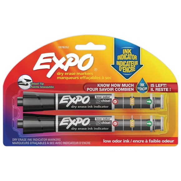 Expo Dry Erase Black Markers with Ink Indicator