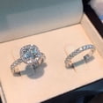 thumbnail image 4 of VONKY Double Stackable Fashion Bridal Ring Sets Premium Wedding Engagement Ring Silver 6, 4 of 6