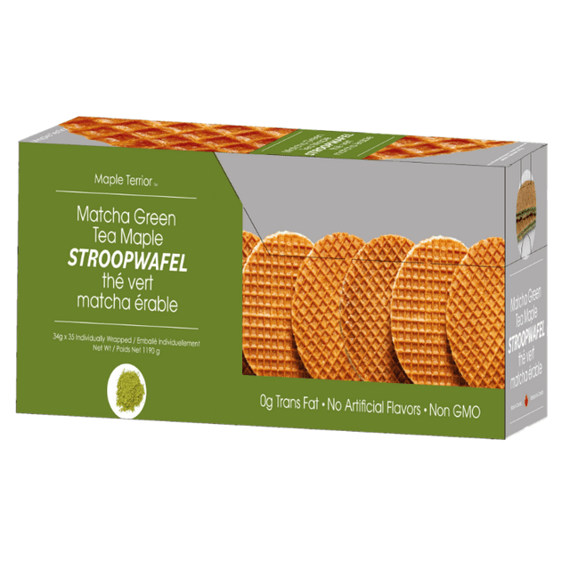 Maple Terroir Biscuits Stroopwafel à l'Érable au Thé Vert Matcha 1190 g Présentoir x 2 (34 g x 70 Pcs)