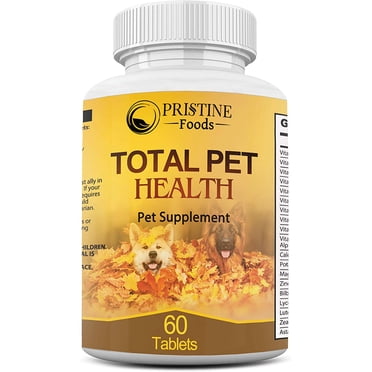 Pristine Foods Total Pet Health Multivitamin for Dogs & Cats - Bone, Joint, Immune & Digestion Support with Zinc, Calcium, B Vitamins - 60 Chewable Tablets