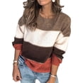 thumbnail image 2 of WUANDIXFA Ladies Fall Sweaters Women Kintted Tops Color Block Pullover Sweater Casual Winter Long Sleeve Orange,4XL, 2 of 6