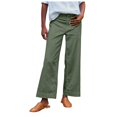 thumbnail image 1 of Women's Linen Pants - High Waisted Flare Wide Leg Capri Work Pants with Pockets, 1 of 6