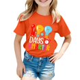 thumbnail image 1 of PMVFHDE Hauts Mignons pour Fille 2025 T-Shirt Robe Filles Hauts d'Été 2025 Maillots de Bain Filles Hauts Garçon et Fille Mode Décontractée Imprimé Col Rond Manches Courtes T-Shirt Haut Orange, 11-12 Ans, 1 of 4