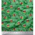 thumbnail image 1 of Soimoi Green Poly Georgette Fabric Palm Tree & Girl Holiday Printed Fabric 1 Yard 42 Inch Wide, 1 of 3