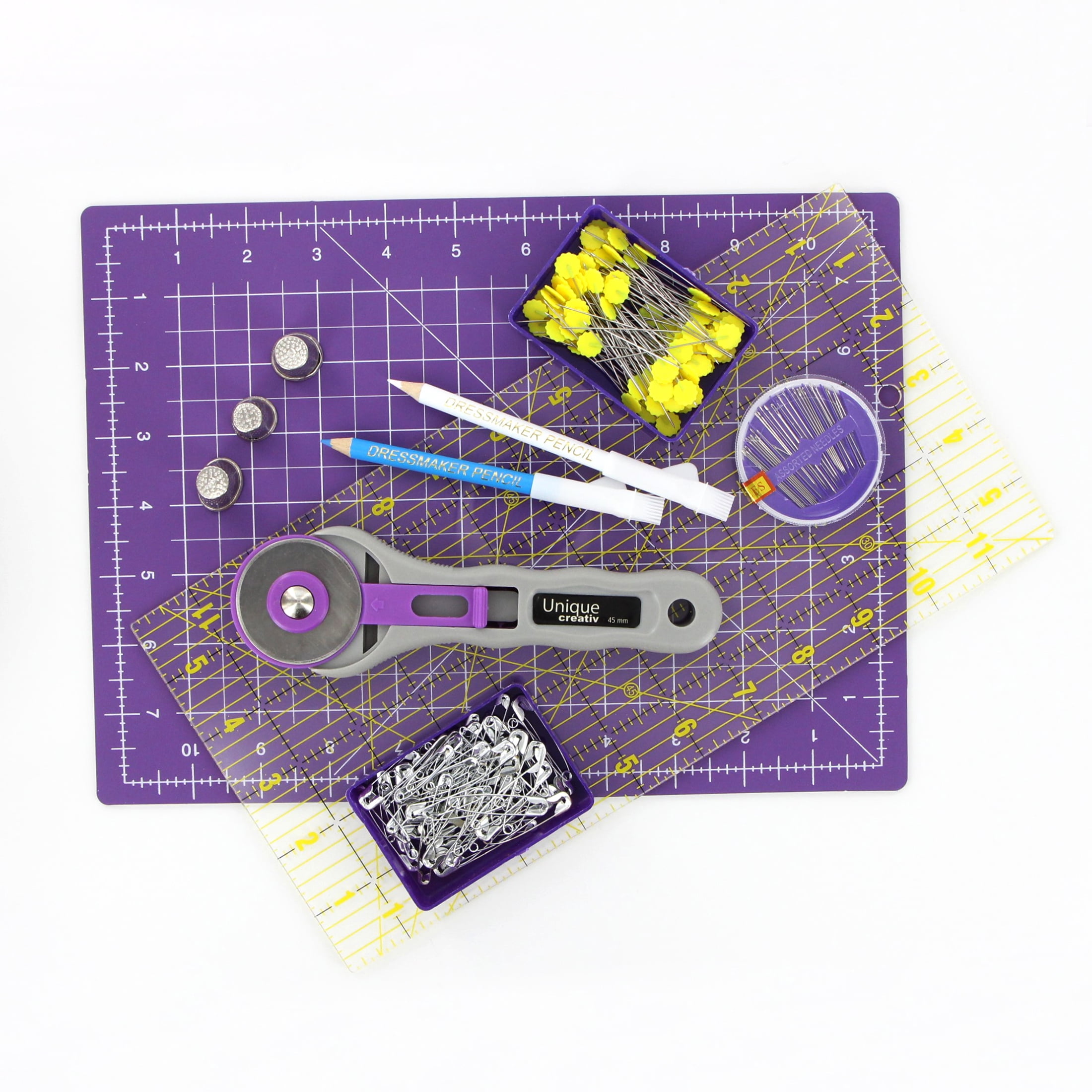 UNIQUE QUILTING Start to Quilt Kit, 10 pcs, Multi - 45 mm, 15 cm