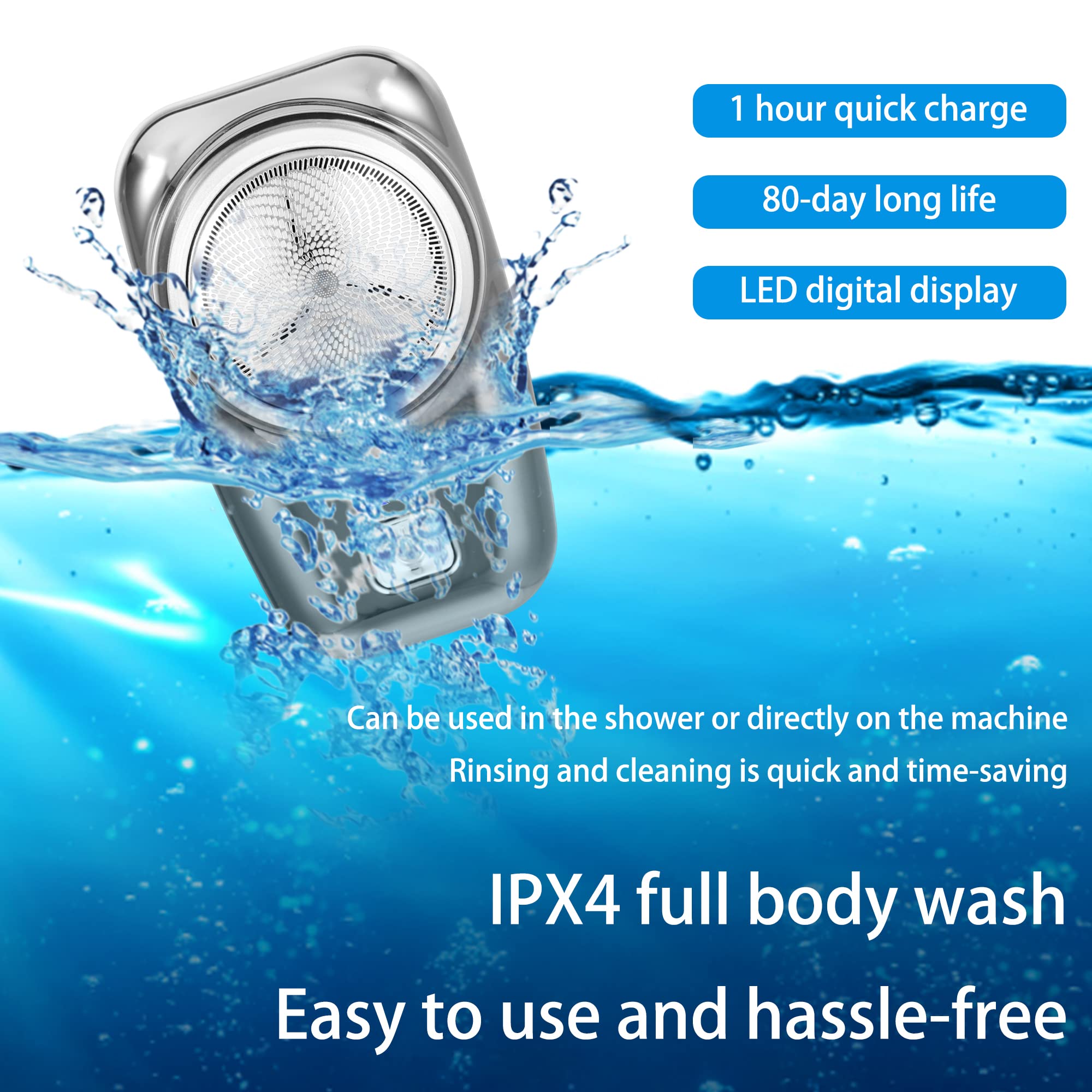 braveheart Silver Grey Portable Electric Face Shaver Razors High Speed Shaving On Go Electric Shaver
