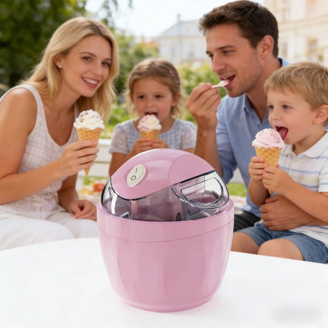 Dianli Gifts Kitchen Appliance Home Mini Automatic Ice Cream Maker Portable DIY Frozen Dessert Machine Compact Electric Easy Use for Family Parties Treats Homemade Ice Cream Maker