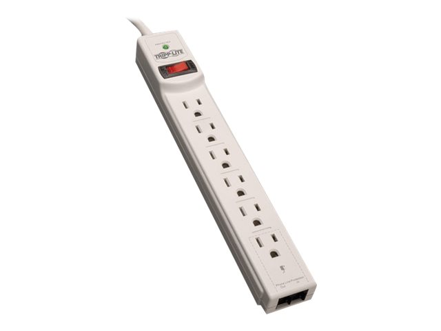 Tripp Lite Surge Protector Power Strip 6 Outlet RJ11 8' Cord 990 Joules - Surge protector - 15 A - AC 120 V - 1.875 kW - output connectors: 6 - gray - for P/N: CLAMPUSBLK, CLAMPUSW