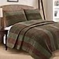 thumbnail image 3 of Cozy Line Home Fashions Rhett Dark Brown Sage Green Bold Striped Velvet Reversible Quilt Bedding Set, Coverlet, Bedspread Set (Brown/Sage, King - 3 Piece), 3 of 4
