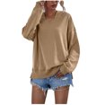 thumbnail image 1 of IROINID T-Shirt à Manches Longues en Polyester Réduit pour Femmes, Quotidien, Couleur Unie, Chandail à Capuchon, Chandails, Hauts, Blouse, Chandail à Capuchon Ample, Kaki, 1 of 9