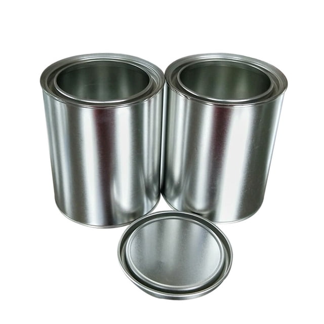 Minkissy Conteneur Rond 6 Pcs Boîte de Rangement pour Peinture en Fer Conteneur Hermétique Argent 0.3L pour Usage en Usine