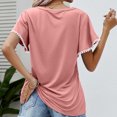 thumbnail image 5 of Timegard Hauts pour Femmes Été Col Rond Manches Courtes Pétale Blouses Confortables Chic Décontracté Tuniques, 5 of 5