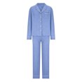 thumbnail image 4 of asjyhkr Womens Pajama Sets 2 Piece Button down Sleepwear Wide Leg Pants Loungewear with Pockets, 4 of 4