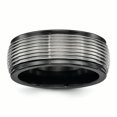 thumbnail image 1 of Edward Mirell Black Ti & Titanium Polished Grooved Ring Size 8, 1 of 4