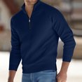 thumbnail image 2 of Chandails pour Hommes Col Montant Demi-Fermeture Éclair Élasticité Tricot Base Manches Longues, 2 of 9