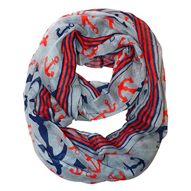 Peach Couture All season Infinity Loop Scarves Border Anchor Print