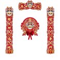 thumbnail image 2 of Chmadoxn Home Decor, Room Decor, Wall Decor New Year Decoration Paper Couplets Set With Chunlian Character Window Sticker For Spring Festival Party Home Decor Paper Chinese Couplets, 2 of 7