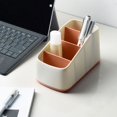 thumbnail image 2 of Orange Plastic Desktop Organizer With 4 Compartments For Office Supplies Stationery Pens Cards Small Storage Box Space Saving #S3gOS, 2 of 6