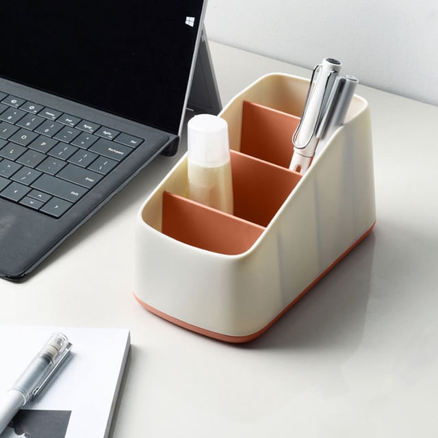 Tyidzon Office Desktop Stationery Storage Box Divided Into Small Compartments Desktop Storage Organizer Pencil Card Rack Box Container for Desk Office Supplies