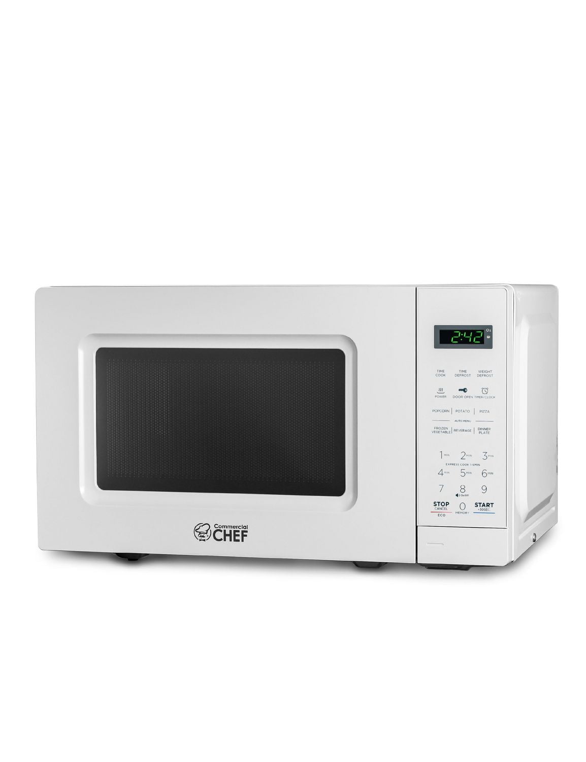 Commercial Chef Small Microwave 0.7 Cu. Ft. Countertop Microwave with Digital Display, White Microwave with 10 Power Levels