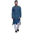 thumbnail image 1 of Atasi Satin Slub Designer Button DownKurtaFor Men Casual Summer WearKurtas-Medium, 1 of 1