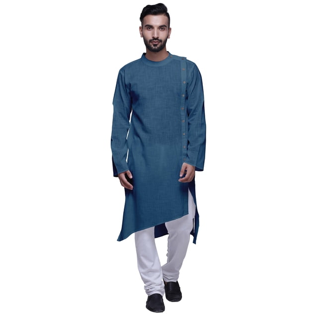 Atasi Satin Slub Designer Button DownKurtaFor Men Casual Summer WearKurtas-Medium