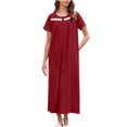 thumbnail image 2 of Ovzne Robes d'Été pour Femmes Robe de Plage Femmes Couleur Unie Col Rond Bouton Manches Courtes Robe Plissée à l'Avant Nuisette Robe d'Été Manches Courtes Liquidation, 2 of 7