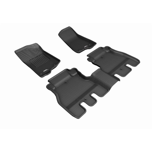 Convient 2018-2023 Jeep Wrangler JL Tapis 3D Doublure de Sol L1JP01901509 MAXpider; Ajustement Personnalisé; Bord Surélevé; Noir; Caoutchouc Thermoplastique de Texture Fibre de Carbone; 3 Pcs