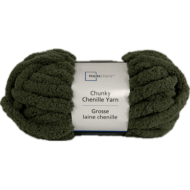 Mainstays Chunky Chenille Yarn, 31.7 yd, Olive, 100% Polyester, Super Bulky