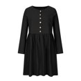 thumbnail image 2 of Robes en Coton pour Femmes Décontractées Été Mode Décontractée Col Rond Bouton Manches Longues Robe en Coton et Lin Longueur Genou Poche Robes Unies Robes en Lin pour Femmes Décontractées Été, 2 of 5