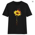 thumbnail image 2 of Blouse Été Manches Courtes T-shirt Femmes Tournesol T-shirt Femmes Tournesol Imprimé Rond Col Rond Imprimé T-shirt Col Haut, Noir, M, 2 of 5
